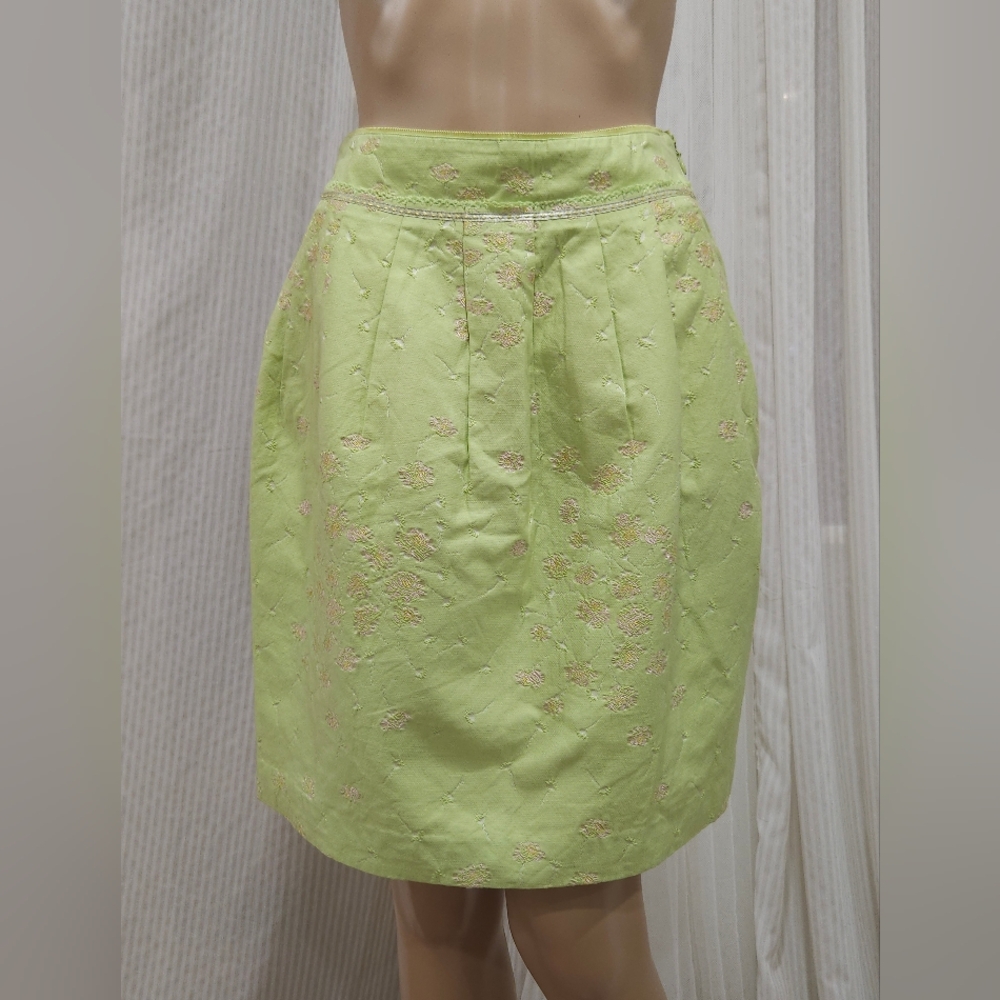 Shiatzy Chen Mint Green Floral Embroidered Tulip Skirt-Rare Vintage Collectible